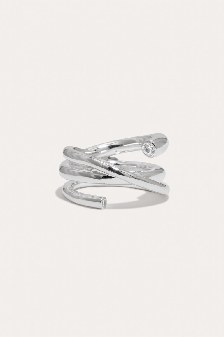 Coil - Zirconia and Recycled silver Ring