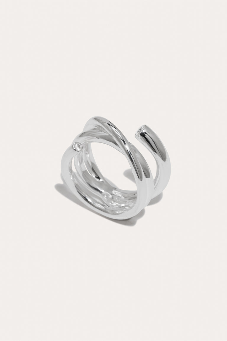 Coil - Zirconia and Recycled silver Ring