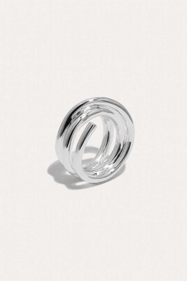 Coil - Zirconia and Recycled silver Ring