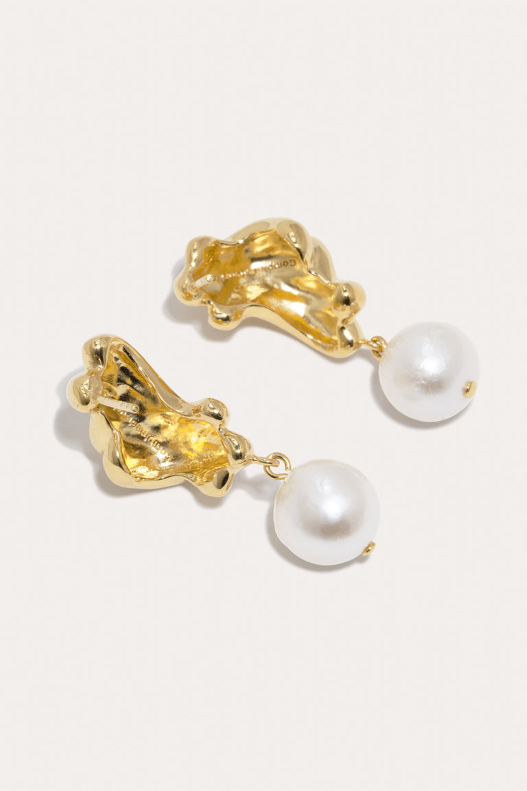 R2199 - Pearl and Recycled Gold Vermeil Earrings