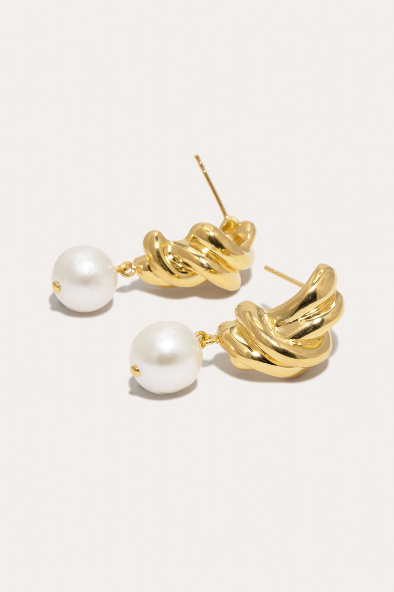 R2199 - Pearl and Recycled Gold Vermeil Earrings