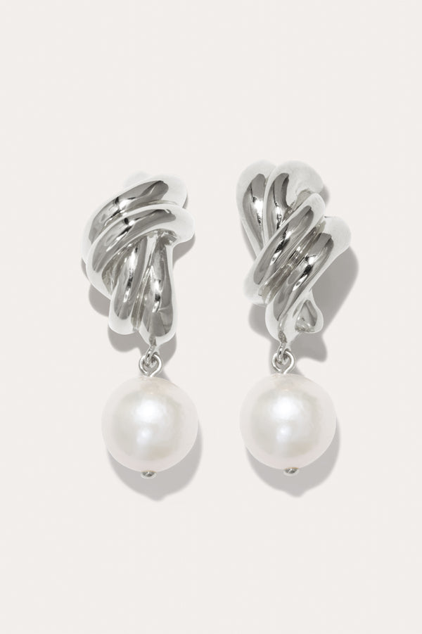 R2199 - Pearl and Recycled Silver Earrings
