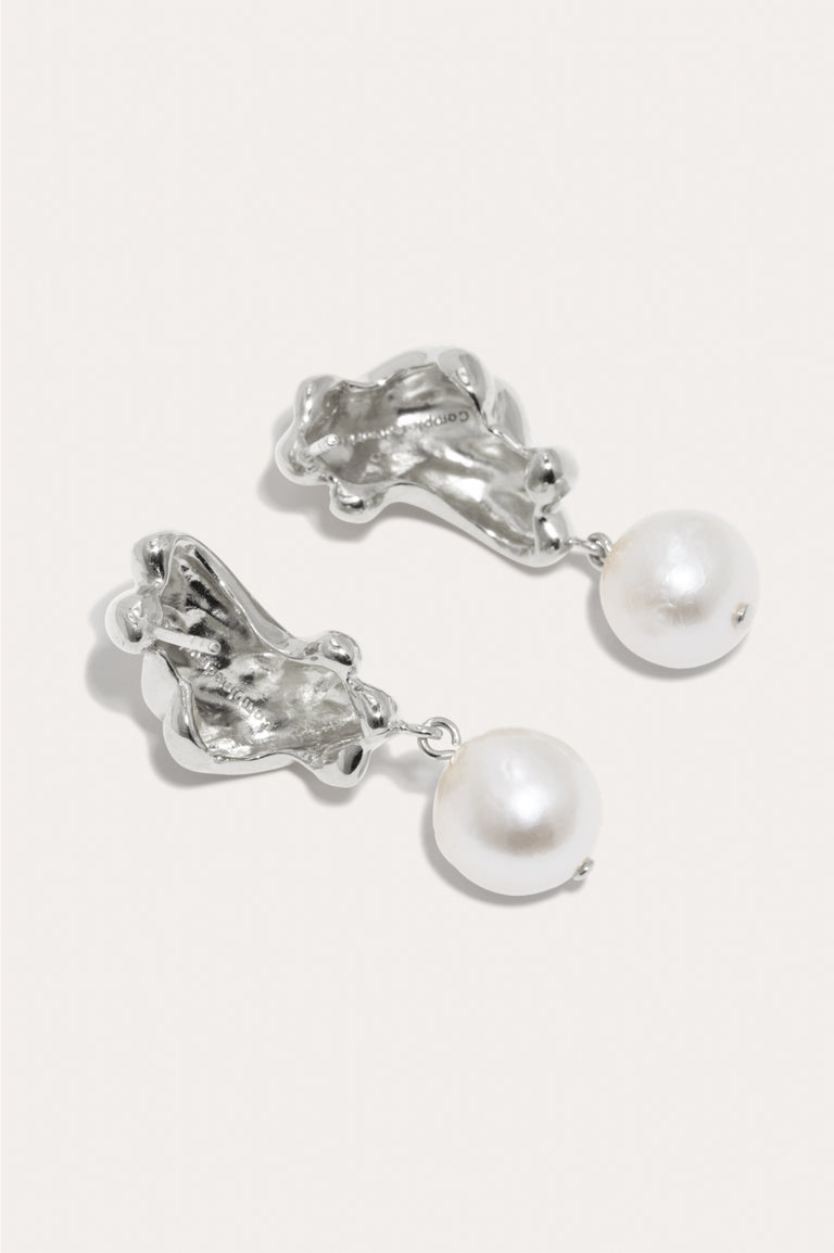 R2199 - Pearl and Recycled Silver Earrings