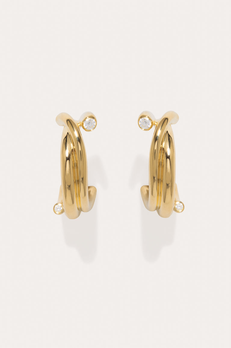 R2201 - Zirconia and Recycled Gold Vermeil Earrings