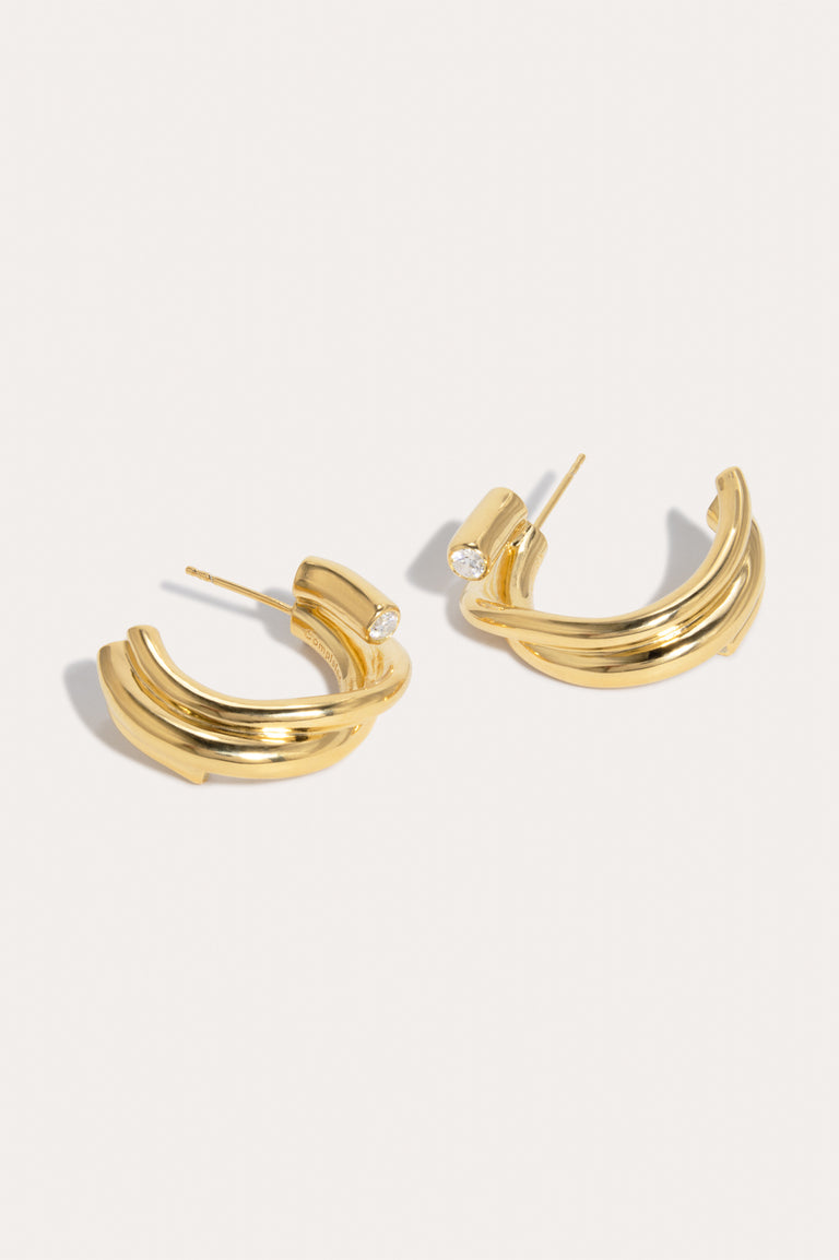 R2201 - Zirconia and Recycled Gold Vermeil Earrings