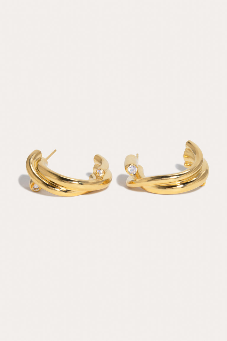 R2201 - Zirconia and Recycled Gold Vermeil Earrings