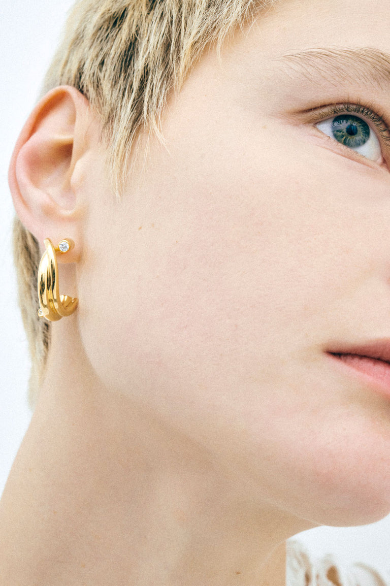 R2201 - Zirconia and Recycled Gold Vermeil Earrings