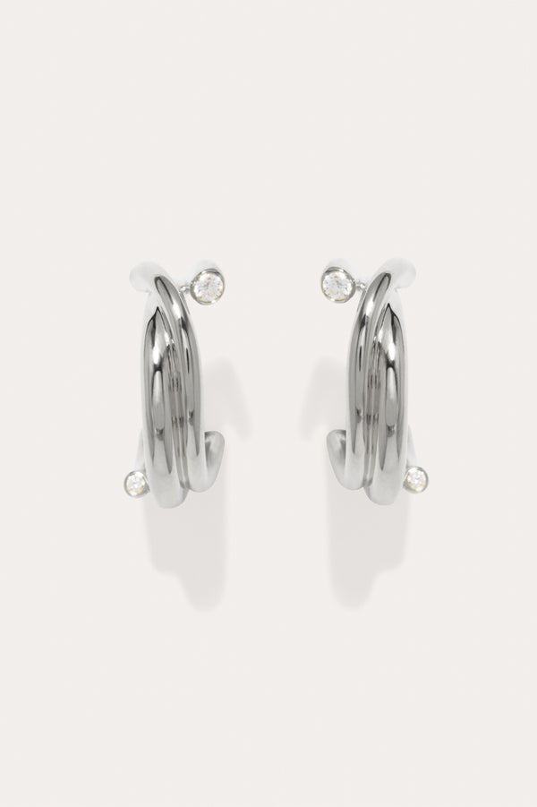 R2201 - Zirconia and Recycled Silver Earrings