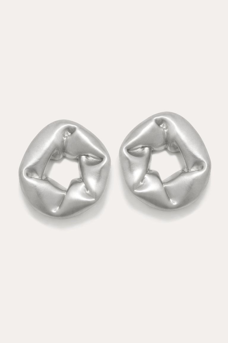 Oversized Scrunch - Recycled Silver Earrings
