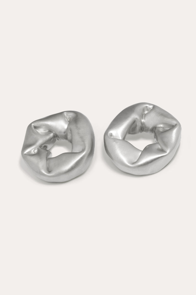 Oversized Scrunch - Recycled Silver Earrings