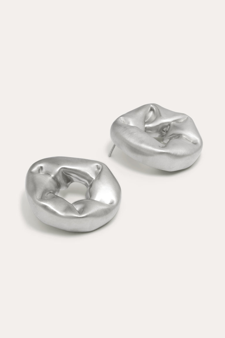 Oversized Scrunch - Recycled Silver Earrings