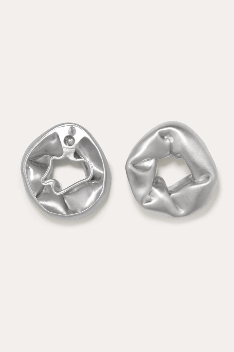 Oversized Scrunch - Recycled Silver Earrings