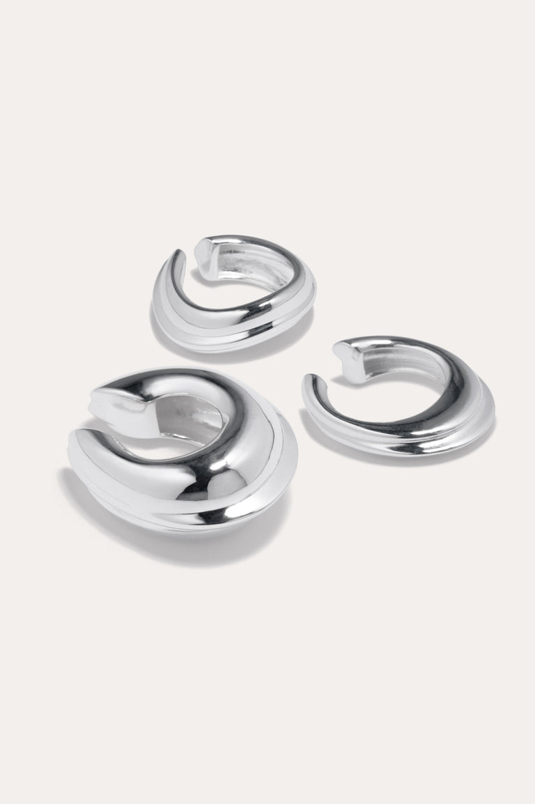 Is This Riveting? - Set of 3 Silver Plated Ear Cuffs