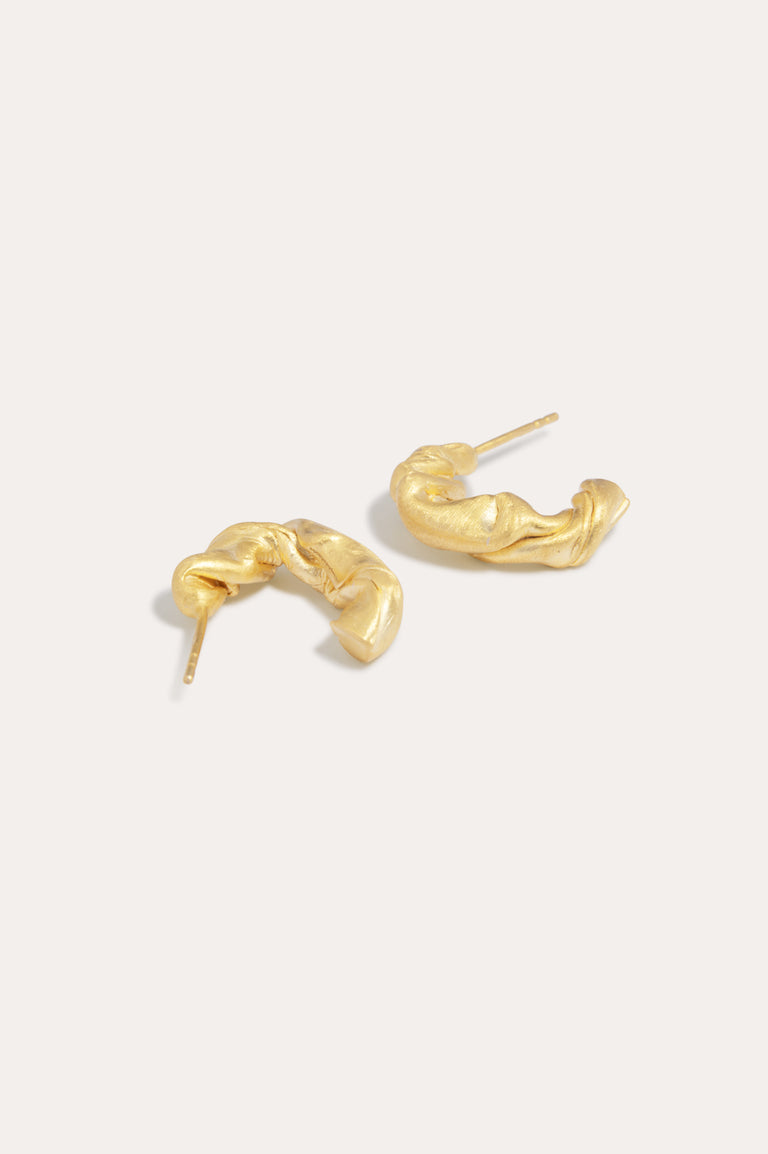 Squeezed Toothpaste Tube - Recycled Gold Vermeil Earrings