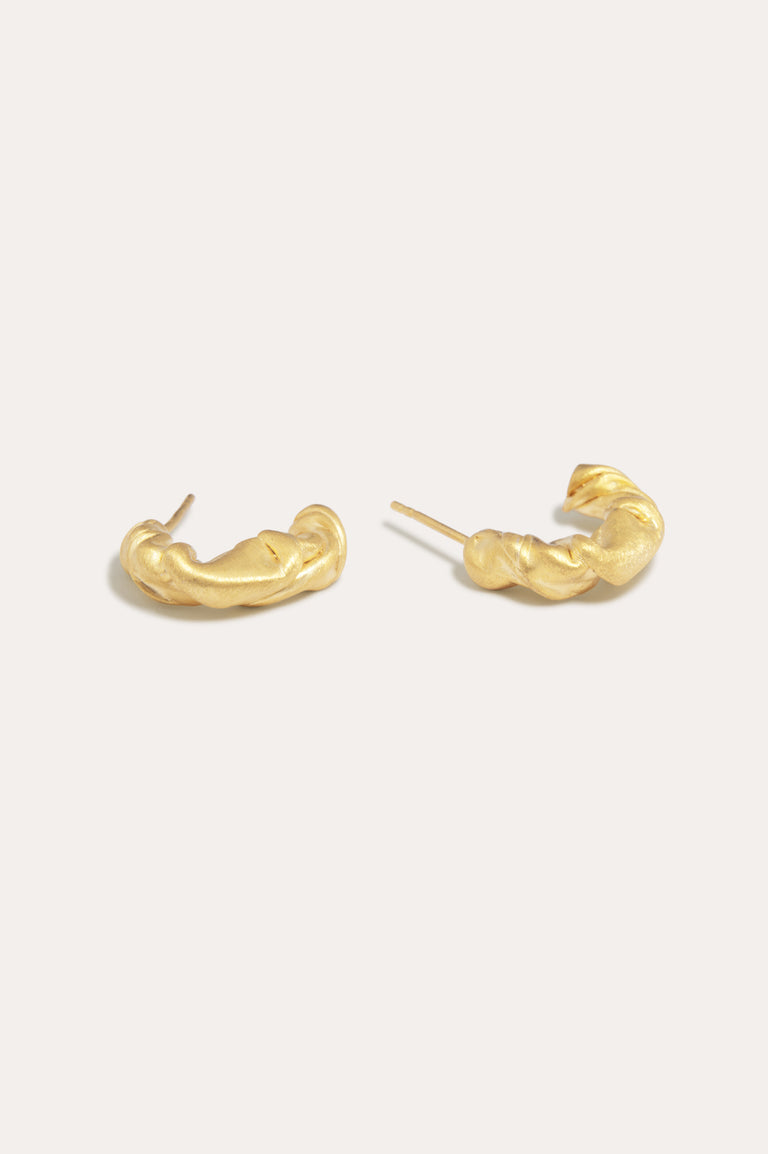 Squeezed Toothpaste Tube - Recycled Gold Vermeil Earrings