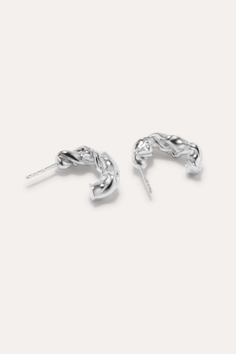 Squeezed Toothpaste Tube - Recycled Silver Earrings