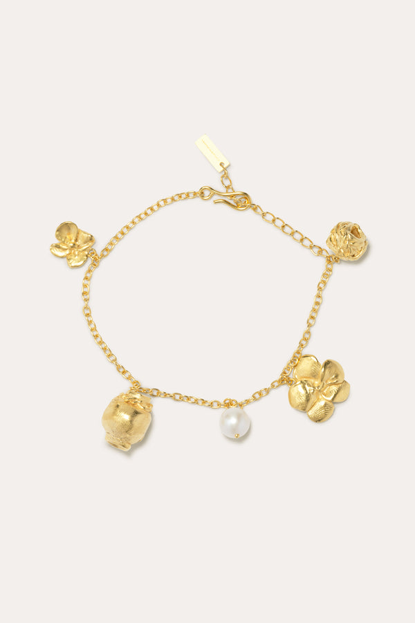 Journey Through Memory - Pearl and Gold Plated Charm Bracelet