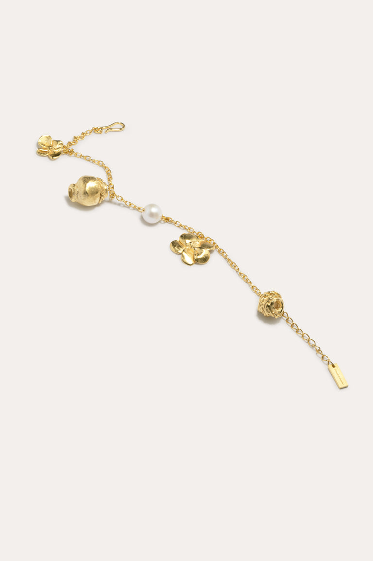 Journey Through Memory - Pearl and Gold Plated Charm Bracelet