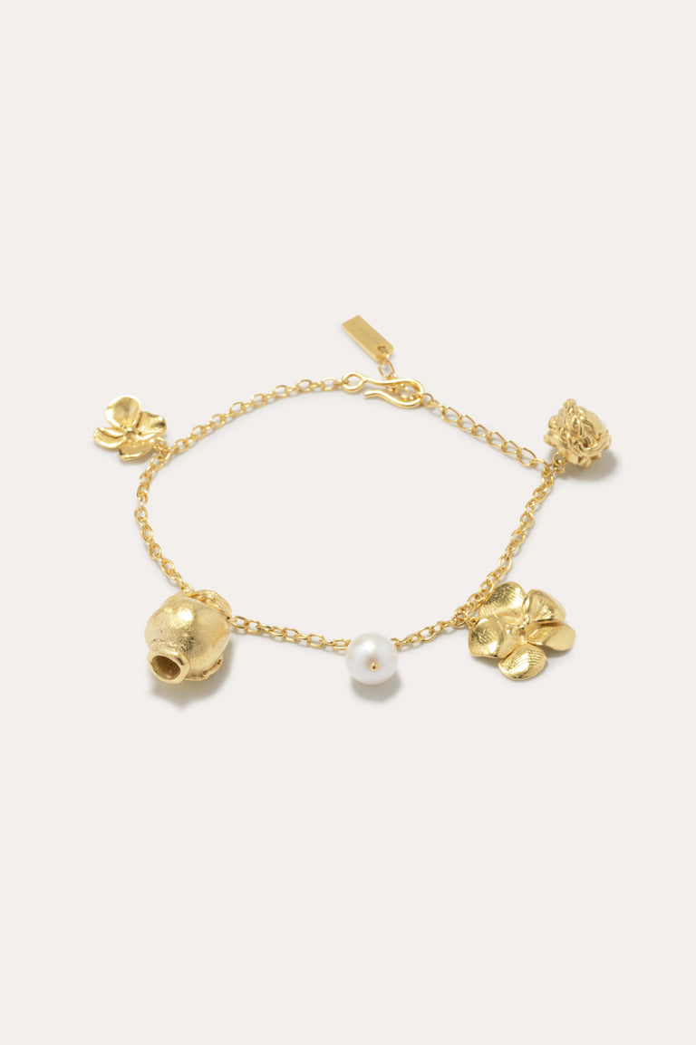 Journey Through Memory - Pearl and Gold Plated Charm Bracelet
