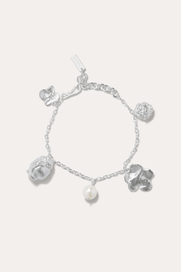 Journey Through Memory - Pearl and Silver Plated Charm Bracelet