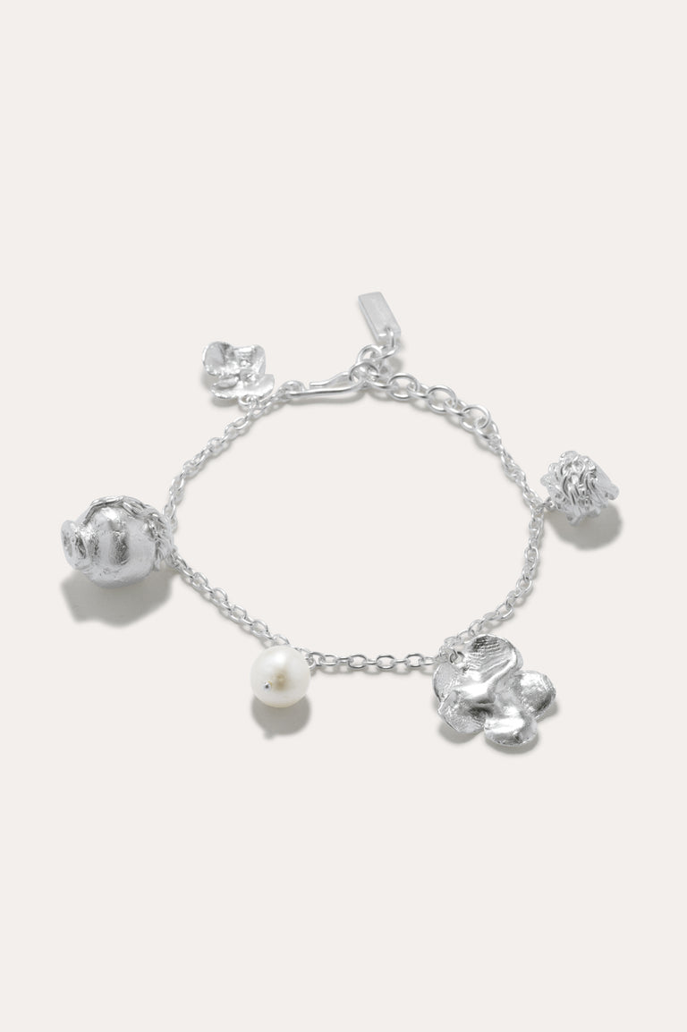 Journey Through Memory - Pearl and Silver Plated Charm Bracelet