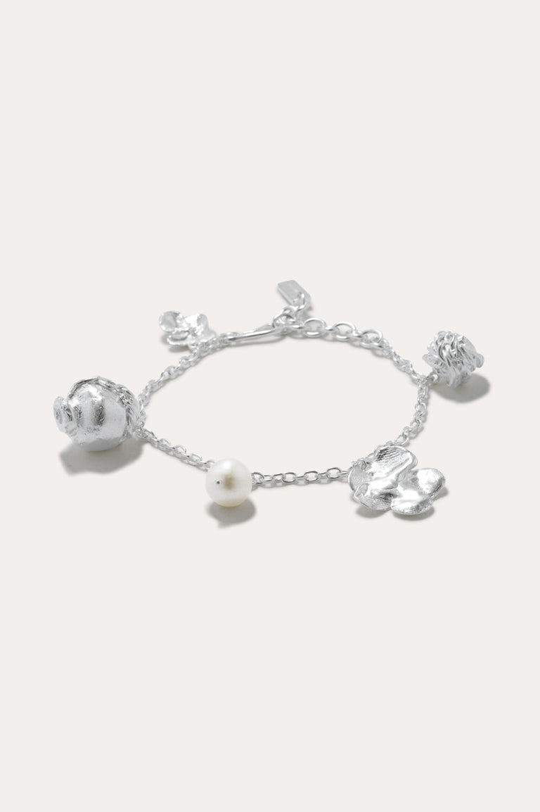Journey Through Memory - Pearl and Silver Plated Charm Bracelet