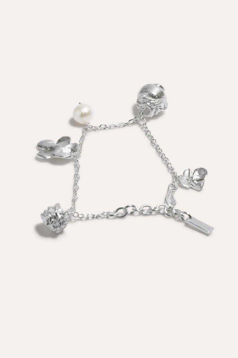 Journey Through Memory - Pearl and Silver Plated Charm Bracelet