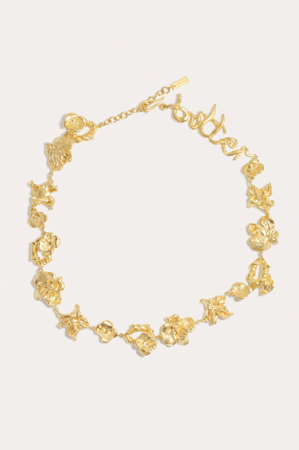 Time Passes Into Tributaries - Gold Plated Necklace