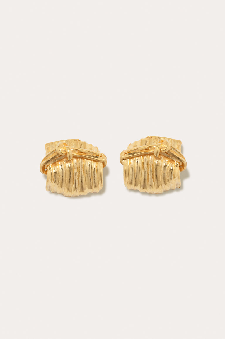 Tied Up Bales of Straw - Recycled Gold Vermeil Earrings