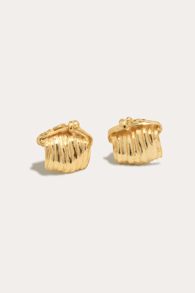 Tied Up Bales of Straw - Recycled Gold Vermeil Earrings