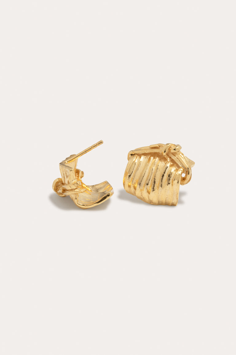 Tied Up Bales of Straw - Recycled Gold Vermeil Earrings
