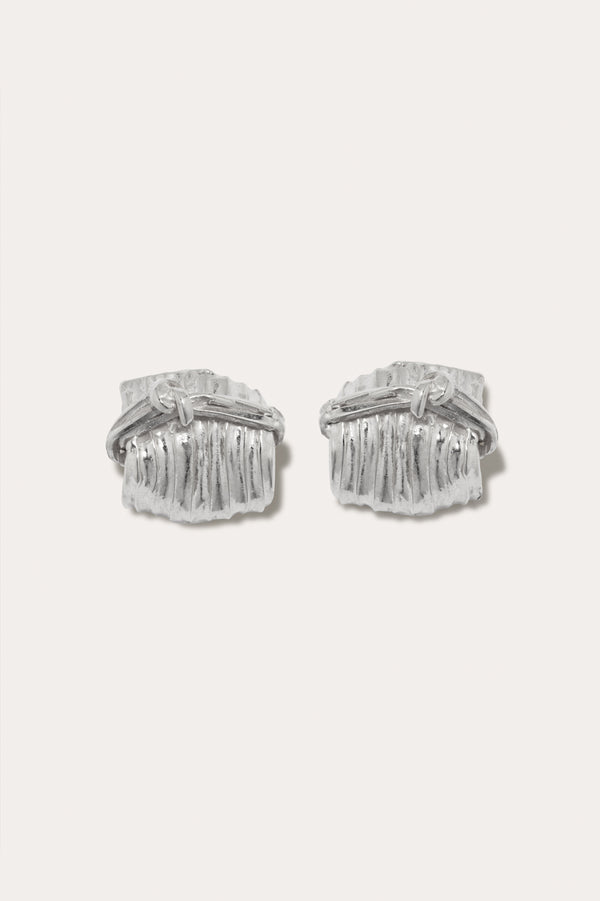 Tied Up Bales of Straw - Recycled Silver Earrings