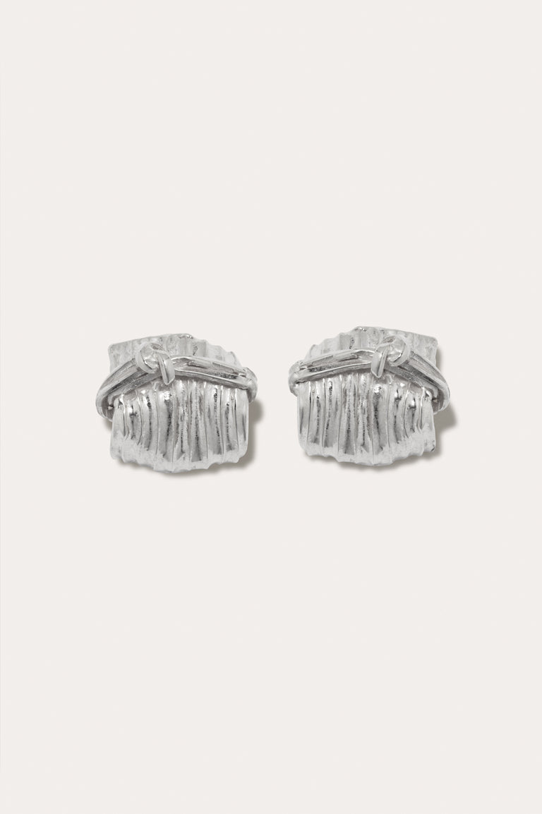 Tied Up Bales of Straw - Recycled Silver Earrings