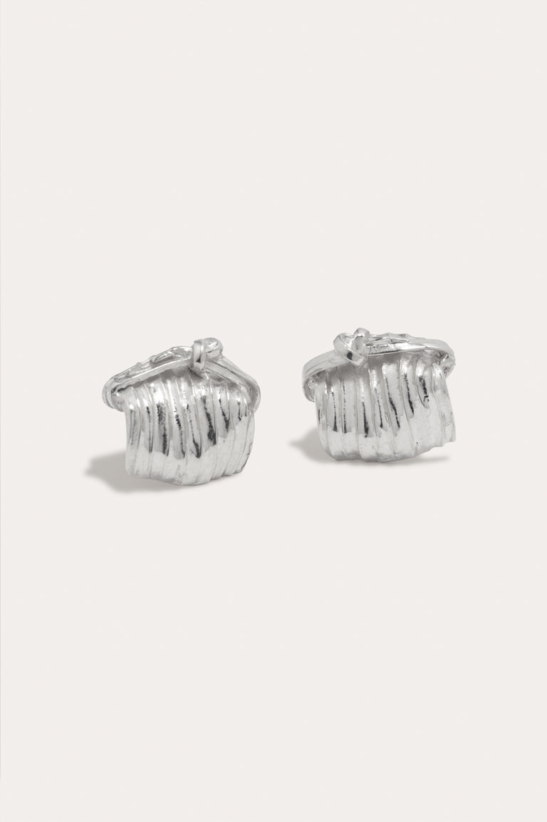 Tied Up Bales of Straw - Recycled Silver Earrings