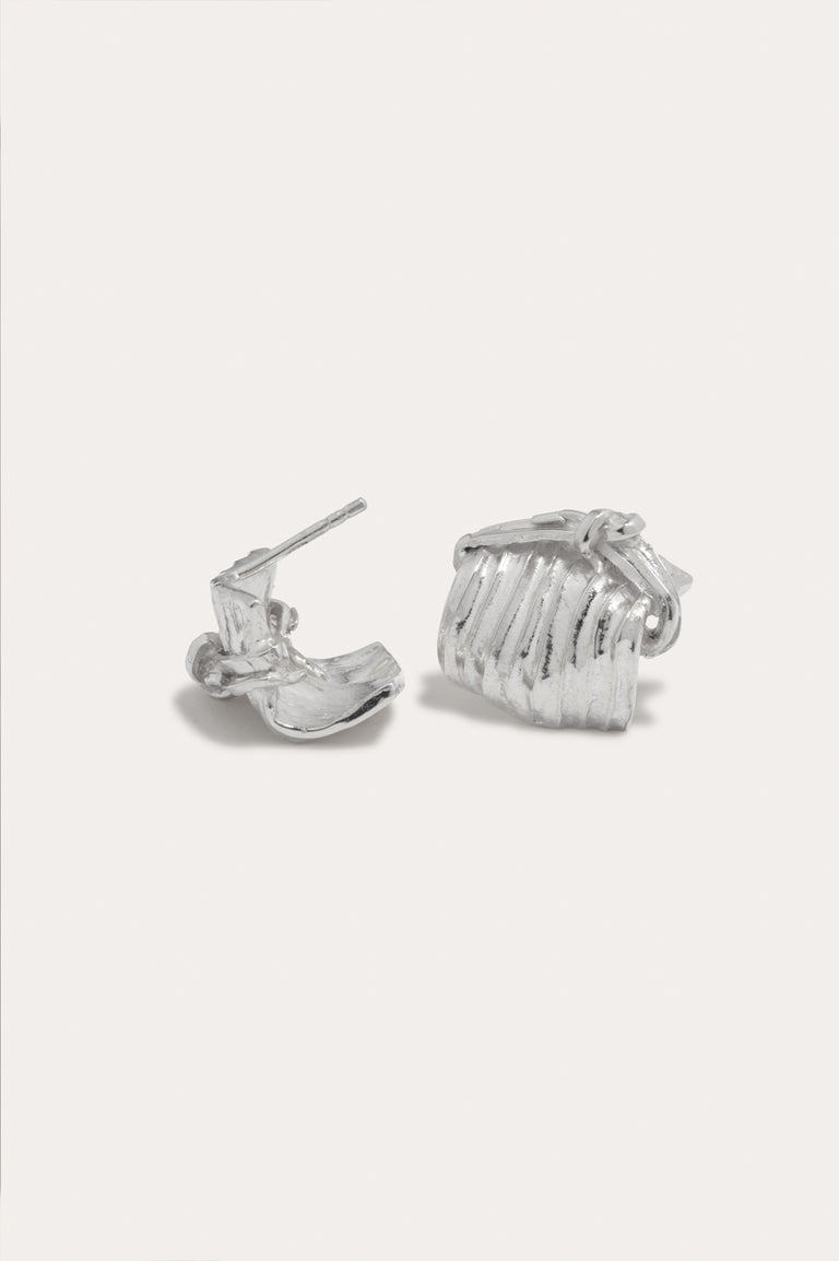 Tied Up Bales of Straw - Recycled Silver Earrings