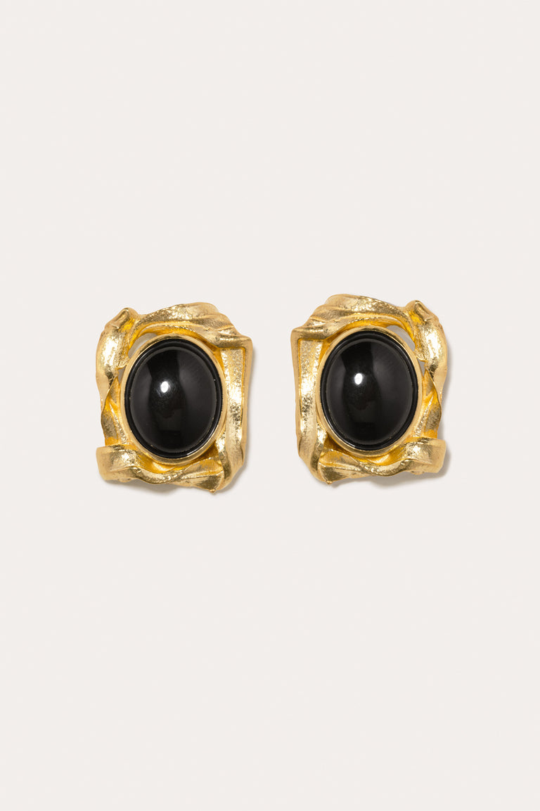 R2260 - Black Resin and Gold Plated Earrings