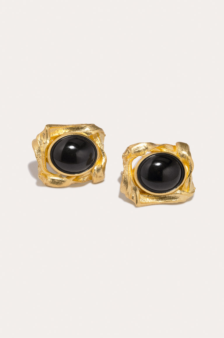 Galileo - Black Resin and Gold Plated Earrings