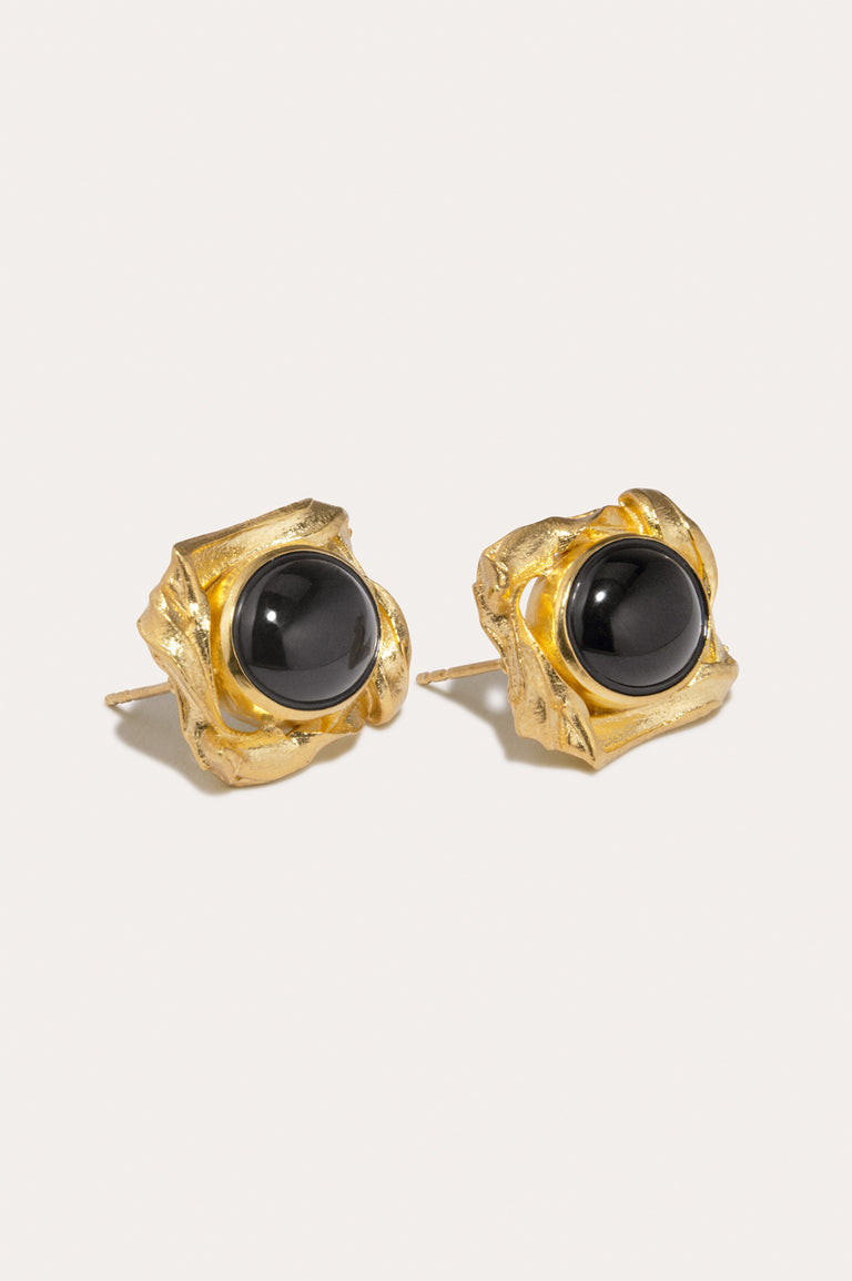 Galileo - Black Resin and Gold Plated Earrings