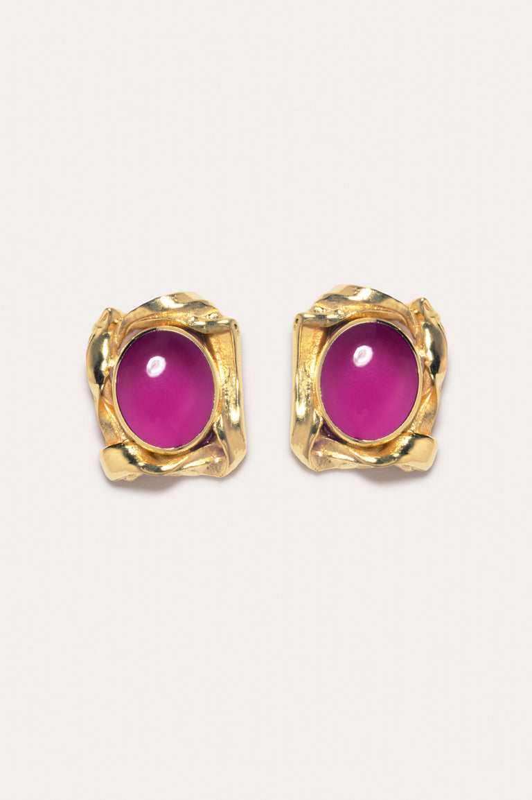 Galileo - Pink Resin and Gold Plated Earrings