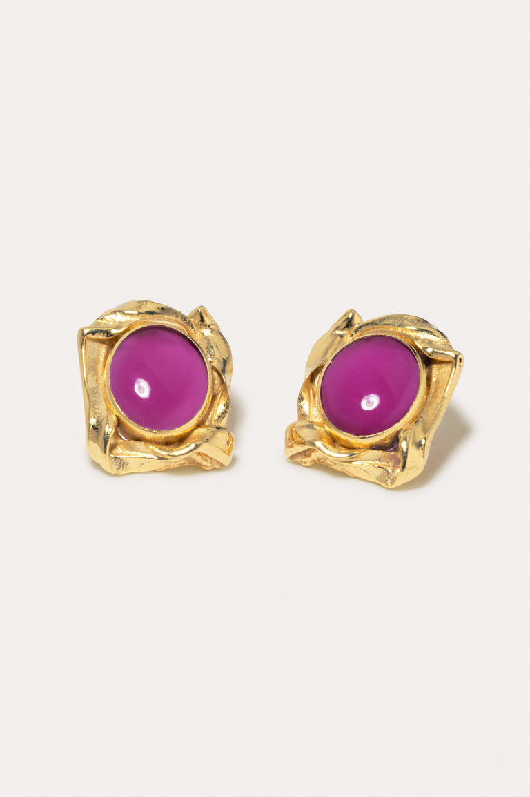 R2260 - Pink Resin and Gold Plated Earrings