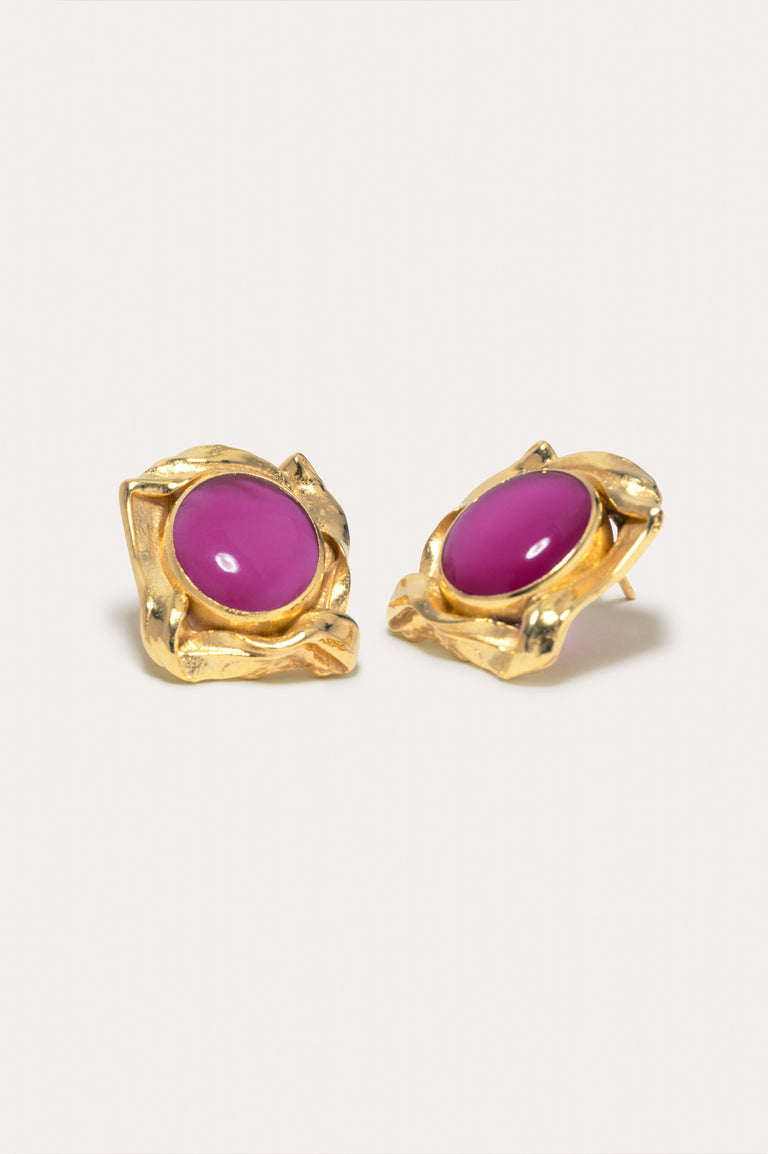 Galileo - Pink Resin and Gold Plated Earrings