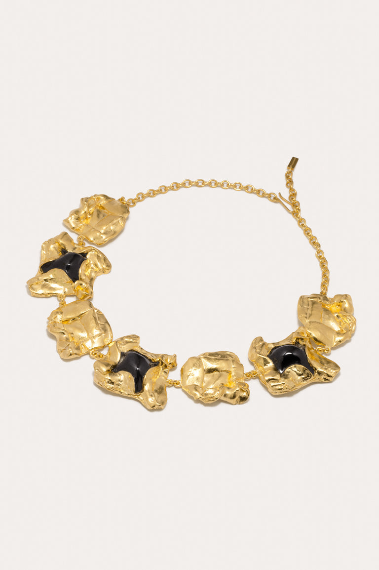 R2261 - Black Resin and Gold Plated Necklace