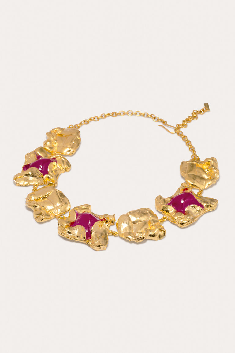 Galileo - Pink Resin and Gold Plated Necklace