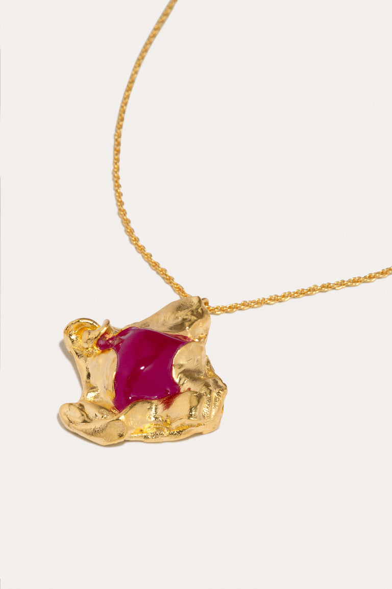 R2262 - Pink Resin and Gold Plated Pendant