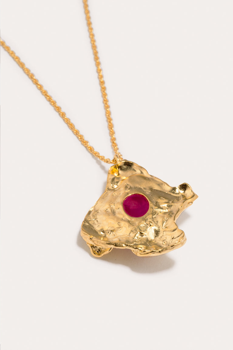 R2262 - Pink Resin and Gold Plated Pendant