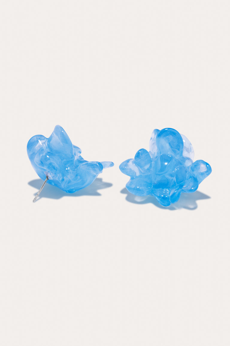 Floe - Blue Resin and Recycled Silver Earrings