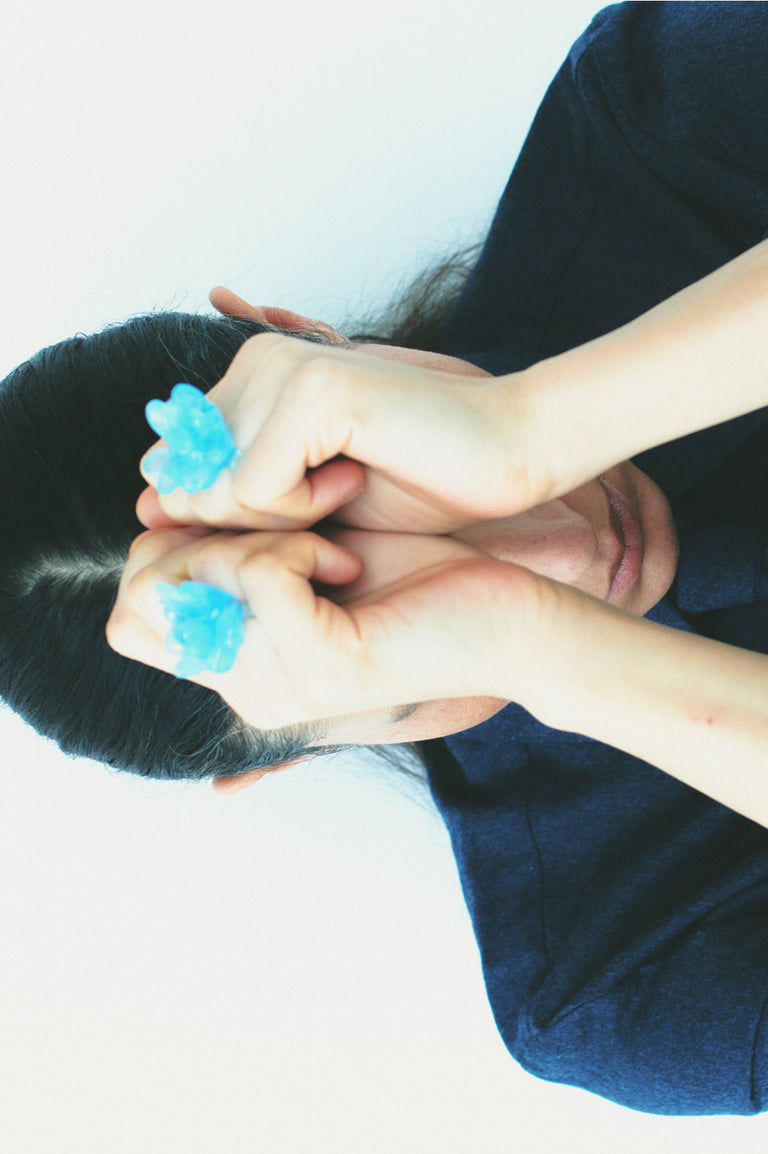 Floe - Blue Resin and Recycled Silver Ring