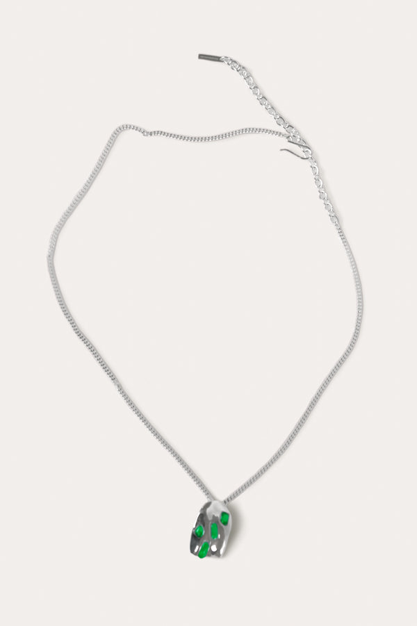 Cobblestones - Green Resin Stone and Silver Plated Pendant