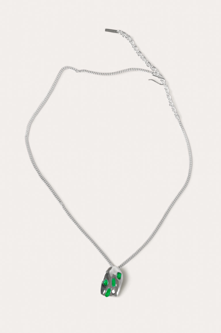 Cobblestones - Green Resin Stone and Silver Plated Pendant