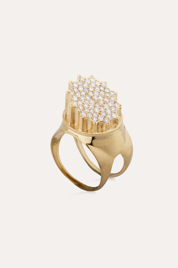 Incomplete Column - 18 Carat Yellow Gold and Diamond Ring
